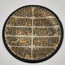 VTG Egyptian Pharaoh Wall Plate Boho Eclectic Revival Mixed Metal Inlay Art 10