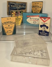 Vintage Lot of 6-Crayola, w/Cases,Artista Pastels,Old Faithful,& Quaker Oats picture