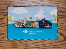 Disney Cruise Line Ship Welcome Aboard 3 Pin Set Mickey Limited Release On Card picture