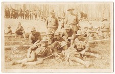 real photo U.S. Army Soldiers Machine Gun antique postcard RPPC picture