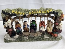 Halloween Resin Tree Swing Figurine Scarecrow Witch Mummy Frankenstein 5 Figures picture