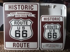 2 Historic US Route 66 New Original Aluminum 100th Ann. Signs 24”X18