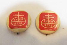 NABISCO SEAL VINTAGE c. 1930's CELLULOID ADVERTISING LOGO PINBACK BUTTON PAIR picture