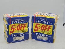 Lot Of 2 Vtg 1950's Ivory Medium Size Bar Soap 4 Packs 5 Cents Off Prop picture