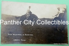 c1910s Antique RPPC Photo Stub On Brownie Horse Riding Cowboy Western picture