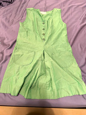 VTG 70s Official Girl Scout Junior Uniform Jumper Dress Green Sleeveless Sz 12 picture