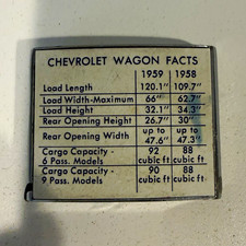 Chevrolet 1959 Collectible Promotional Tape Measure Wagon Facts picture