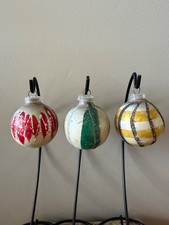 3 Vintage West Germany DBGM Glass with Mica Christmas Ornaments picture