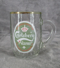 Carlsberg Pilsner Glass Beer Mug With Gold Rim And Handle 4