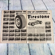 1955 Firestone Tires Racing Cars Vintage Print Ad/Poster Promo Art Magazine Pgs picture