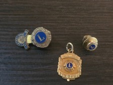 Vintage Lions Club Pins Lot Chairman Charm 50th Anniversary 1917 1967 Screw Back picture
