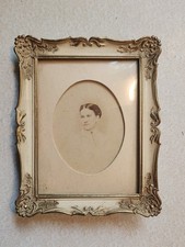Antique 1860s ornate framed portrait of young woman with description 5