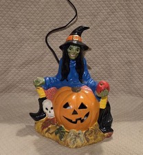 Witch Pumpkin Ceramic Light  Halloween Fall Creepy Scary Works Skull Vintage picture