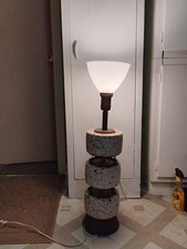 MCM Atomic Cork Danish Table Lamp Eames Era Vintage Washed TIER Sputnik Metal picture