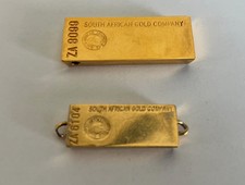 Vintage South African Gold Company 24K Gold Plated Bar Pendant/Bracelet Charm picture