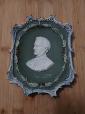 Antique German Shafer & Vater Jasperware Bisque Richard Wagner Cameo Wall Plaque picture