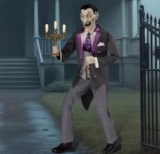 Halloween 6Ft Animated Vampire Butler w/ LED Eyes & Sound Animatronic Prop New picture