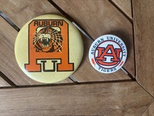 2 Vintage University Of Auburn Button Pins SET picture