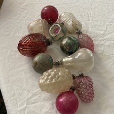 Antique German Christmas Ornament Glass Lot 12Pc Victoria Era Indent Bumpy Fruit picture