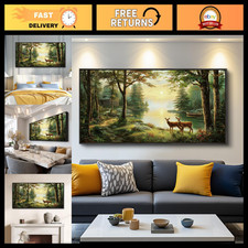 MHARTK66 Framed Canvas Wall Art Vintage Decor, Meadow With Flowers Art,Landscape picture