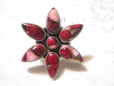NWT  NAVAJO STERLING SILVER GENUINE RED DAHLIA TURQUOISE MULTI STONE RING-7.9 G picture