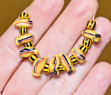 RARE Antique Venetian Yellow Lampwork Italian Hammerhead Beads, African Trade picture