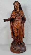Antique 17th C. French Carved Wood Sculpture Madonna Virgin Mary Serpent Figure picture