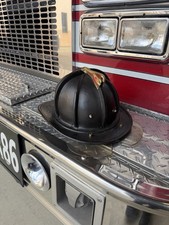 Vintage Early 1990s New Yorker Firefighter Leather Fire Helmet Black Size Medium picture
