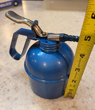 Test Quality Vintage Blue Metal Oil Can Oiler Brevettato Made in Italy g.500 picture