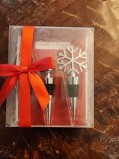 Holiday Time 3 Piece Wine Stoppers Gift Set NIB Christmas Tree Ball Snowflake picture