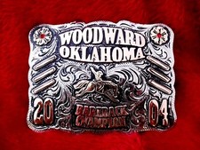 CHAMPION ☆2004☆BRONC RIDING TROPHY RODEO BUCKLE☆PRO☆WOODWARD OKLAHOMA☆RARE☆43 picture