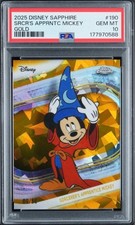 2025 Topps Chrome Sapphire Disney Sorcerers Apprentice Mickey Gold /50 PSA 10 picture