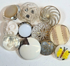 Vintage Antique Glass Button Lot Mixed Czech Art Glass Moonglow Gilt Butterfly  picture
