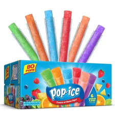 Pop-Ice Assorted Fruit Freezer Ice Pops, Gluten-Free Frozen Snack, 1.5 oz, 80 Ct picture