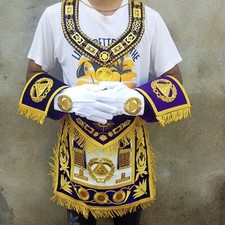 NEW MASONIC REGALIA PAST GRAND MASTER APRON COLLAR CUFFS JEWEL GLOVES picture