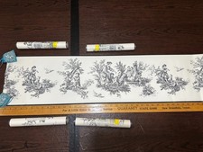 Waverly Black Toile Wallpaper Border Lot 4 Sealed Rolls 1 Open Prepasted 10.25