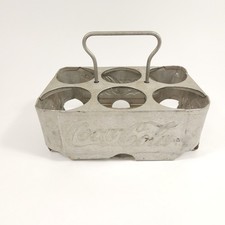 Vtg 1950s Coca-Cola Metal 6 Pack Bottle Carrier Coke Caddy Aluminum Holder picture