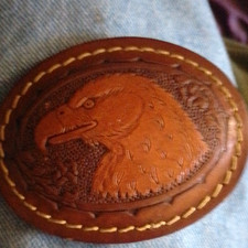 Vintage Western Americana Oval Eagle Head Motif Belt Buckle - Western Style picture