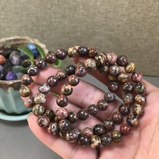 5Pcs Wholesal Natural Polish Leopard stone bracelets Crystal ball sphere 8mm picture