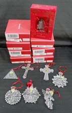 New Lot 8 Waterford Crystal Christmas Tree Ornaments Cross Angel Snowflake w/Box picture