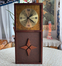Vintage Mid Century Wesclox Hanging Wooden Wall Clock 60s 70s Retro  picture