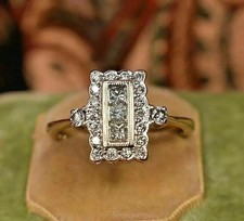 3Ct Vintage Art Deco Lab Created Diamond Engagement 14K White Gold Plated Ring picture