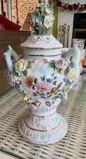 Antique 19thC Sitzendorf German Porcelain Lidded Potpourri Urn Dresden Style picture