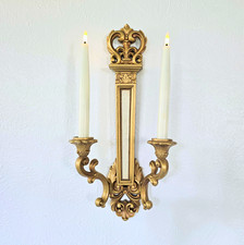 Vintage 1969 Syroco Homco Gold-tone Dual Wall Sconce picture