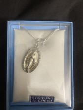 Vtg CREED Sterling Silver Miraculous Medal Necklace 18