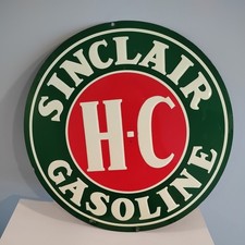 Vtg H-C SINCLAIR GASOLINE Round Metal sign Collector Novelty replica p  picture