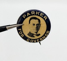 Antique 1920 John J Parker NC Governor Political Pinback Button Rare Blue picture