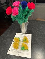 Vintage Blooming Bouquet Magic Trick Prop-Feather Flowers w/ Vase&Instructions picture