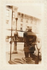 Vintage Photo 1929 Rahway NJ Cherry St Police Call Box Tennis Rackets Man picture