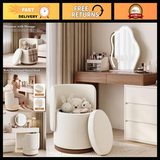 Ottoman with Storage, Round Vanity Stool with Back picture